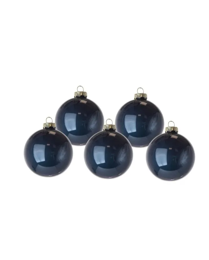 1 Pz Sfera Di Vetro 60Mm Blu Per Albero Di Natale