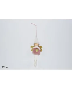 Addobbo Appendino Angelo Con Pelliccia E Sciarpa 22 Cm Per Albero Di Natale