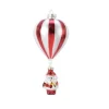 Addobbo Appendino Babbo Natale In Mongolfiera 7X15 Cm Per Albero Di Natale