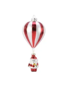 Addobbo Appendino Babbo Natale In Mongolfiera 7X15 Cm Per Albero Di Natale