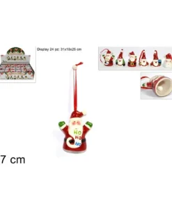 Addobbo Appendino Babbo Natale Con Campanella 7 Cm Per Albero Di Natale