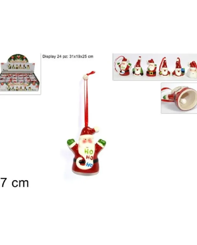 Addobbo Appendino Babbo Natale Con Campanella 7 Cm Per Albero Di Natale