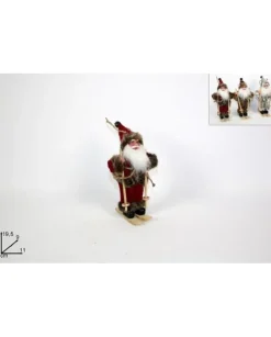 Addobbo Appendino Babbo Natale Con Sci 19,5X19X11 Cm Per Albero Di Natale