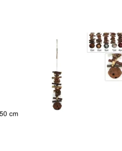 Addobbo Appendino Campanellino Di Legno Con Pigne 50 Cm