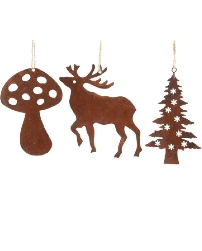 Addobbo Appendino Cervo Albero Fungo Di Ferro 11X11 Cm Per Albero Di Natale