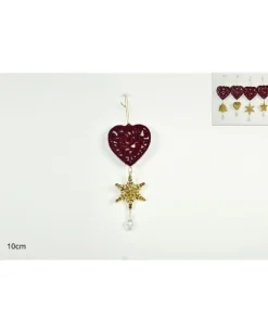 Addobbo Appendino Cuore Di Velluto Boredeaux Con Pendente 10 Cm