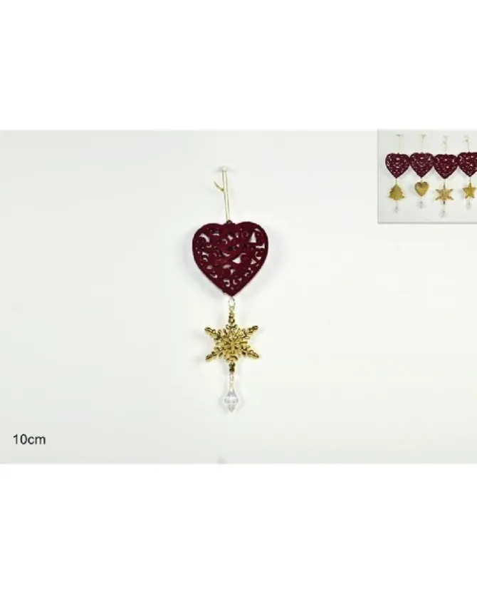 Addobbo Appendino Cuore Di Velluto Boredeaux Con Pendente 10 Cm