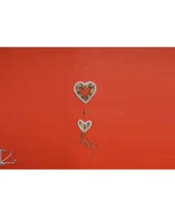 Addobbo Appendino Cuore Di Legno Con Pendente 50X2X18 Cm