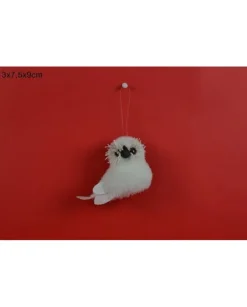 Addobbo Appendino Gufo Bianco 13X7,5X9 Cm Per Albero Di Natale