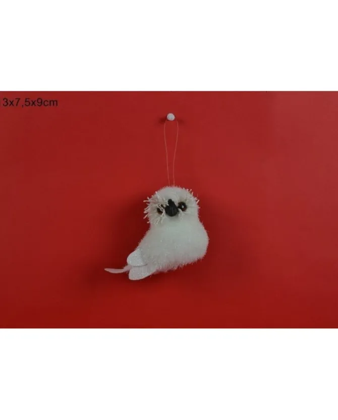Addobbo Appendino Gufo Bianco 13X7,5X9 Cm Per Albero Di Natale