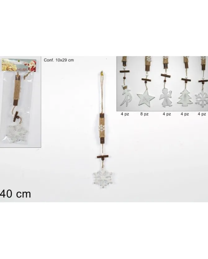 Addobbo Appendino Natalizio Di Legno 40 Cm
