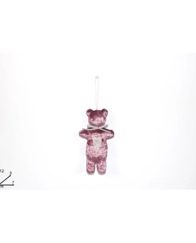 Addobbo Appendino Orsetto Di Velluto 12 Cm Per Albero Di Natale