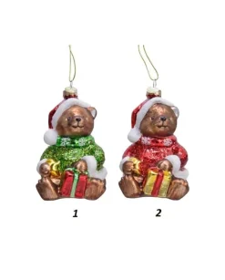 Addobbo Appendino Orsetto Con Cappello Per Albero Di Natale 6X5,2X12 Cm 1Pz