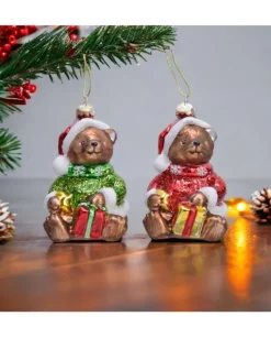 Addobbo Appendino Orsetto Con Cappello Per Albero Di Natale 6X5,2X12 Cm 1Pz