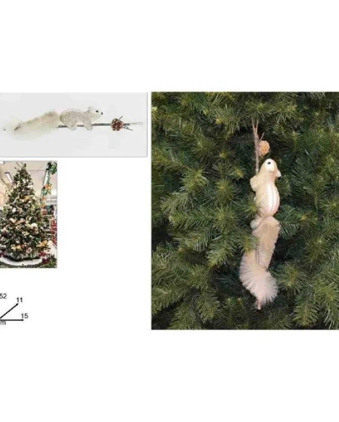 Addobbo Appendino Ramo Con Scoiattolo Per 52X11X15 Cm Albero Di Natale