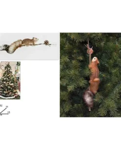 Addobbo Appendino Ramo Con Scoiattolo 52 Cm Per Albero Di Natale