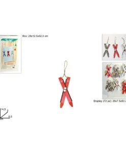 Addobbo Appendino Sci Con Campanellini 14,5X2X6,5 Cm Per Albero Di Natale