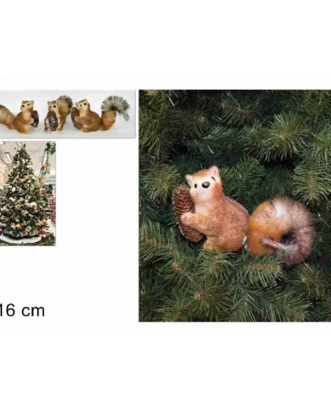 Addobbo Appendino Scoiattolo Con Pigna 16 Cm Per Albero Di Natale