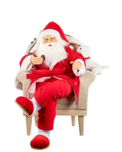 Addobbo Babbo Natale In Poltrona 55X45X75Cm Per Decorazioni Di Natale