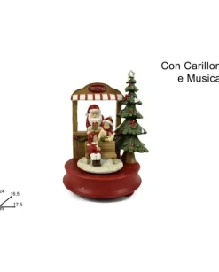 Addobbo Carillion Babbo Natale Con Bimbi 24Cm