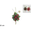 Addobbo Decorazione Fiore Natalizio Scozzese 35 Cm