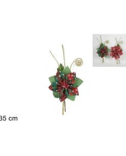 Addobbo Decorazione Fiore Natalizio Scozzese 35 Cm