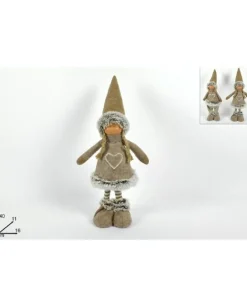 Addobbo Di Natale Bambola Con Abito E Pelliccia 40X11X16Cm