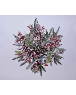 Addobbo Di Natale Stella Di Natale Innevata Con Bacche Rosse