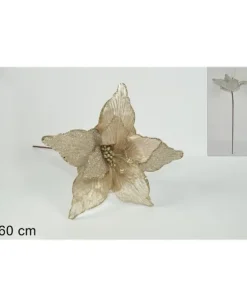 Addobbo Di Natale Stelo Fiore Stella Con Petali Bicolore 60Cm