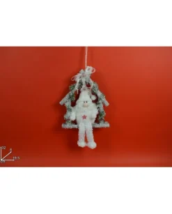 Addobbo Dietroporta Fuoriporta Babbo Natale Bianco Per Natale 32X6X19,5 Cm