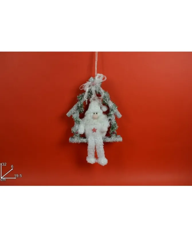 Addobbo Dietroporta Fuoriporta Babbo Natale Bianco Per Natale 32X6X19,5 Cm