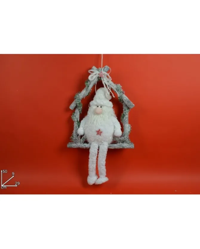 Addobbo Dietroporta Fuoriporta Babbo Natale Bianco 50X9X29 Cm Per Natale