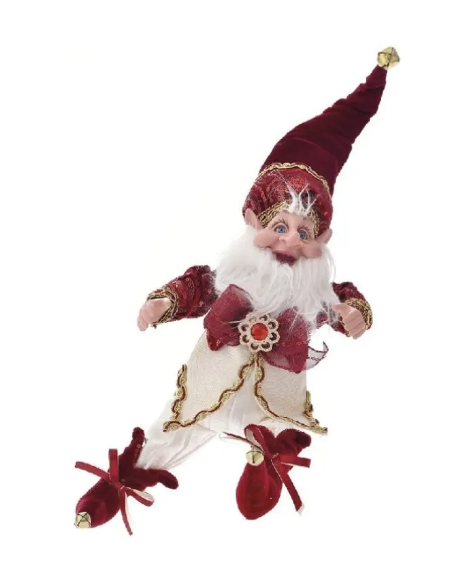 Addobbo Elfo Grasso Bordeaux Di Natale 40Cm