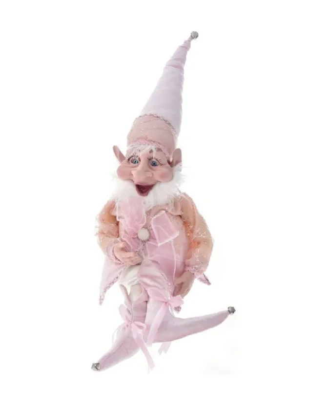 Addobbo Elfo Grasso Rosa 40Cm