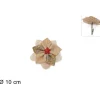 Addobbo Fiore Di Juta 10Cm Oro Per Decorazioni Di Natale