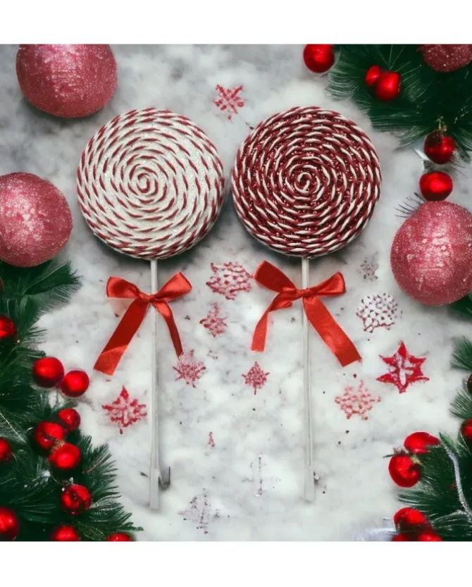 Addobbo Lecca Lecca Con Nastro Raso 2 Modelli 1Pz