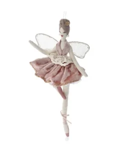 Addobbo Natalizio Bambola Di Velluto Rosa 19X30Cm