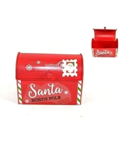 Addobbo Natalizio Cassetta Della Posta In Metallo Rossa 15X9X11 Cm