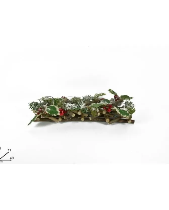 Addobbo Natalizio Portacandela Con Tronchetti 9X11X45Cm