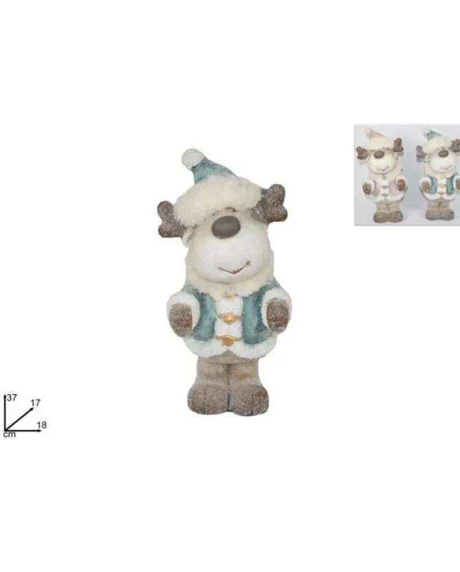 Addobbo Natalizio Renna Peluche Con Cappello E Pelliccia 37 Cm
