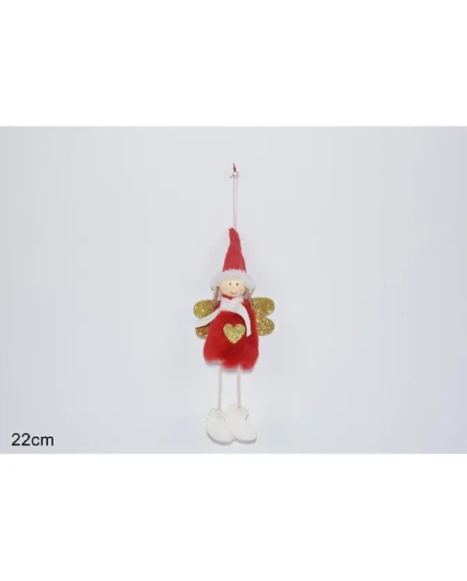 Addobbo Per Albero Di Natale Angelo Con Pelliccia E Sciarpa Cuore Oro