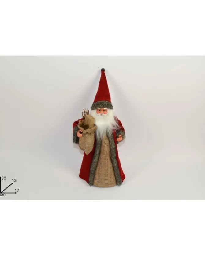 Addobbo Puntale Per Albero Di Natale Babbo Natale Vestito Di Juta 30X13X17 Cm
