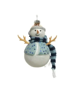 Addobbo Pupazzo Di Neve Di Vetro Per Albero Di Natale 1Pz