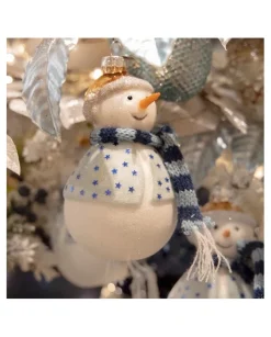 Addobbo Pupazzo Di Neve Di Vetro Per Albero Di Natale 1Pz