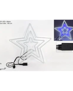 Addobbo Stella Luminosa Neon Bianco E Blu Con Giochi Di Luce