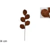 Addobbo Stelo Foglie Di Velluto Marroni 64Cm Per Albero Di Natale