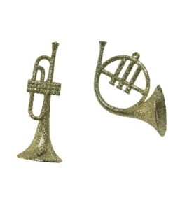 Addobbo Trombette Di Plastica Oro