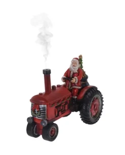 Addobbobabbo Natale Con Trattore In Poliresina Con Effetto Fumo E Led