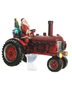 Addobbobabbo Natale Con Trattore In Poliresina Con Effetto Fumo E Led