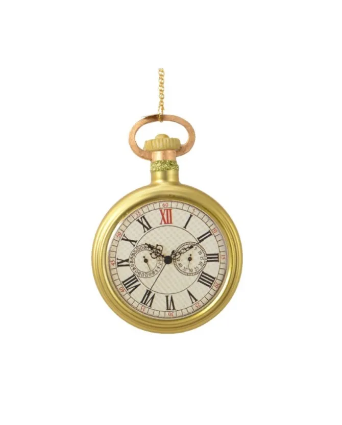 Addobo Appendino Orologio Vintage In Vetro Per Albero Di Natale